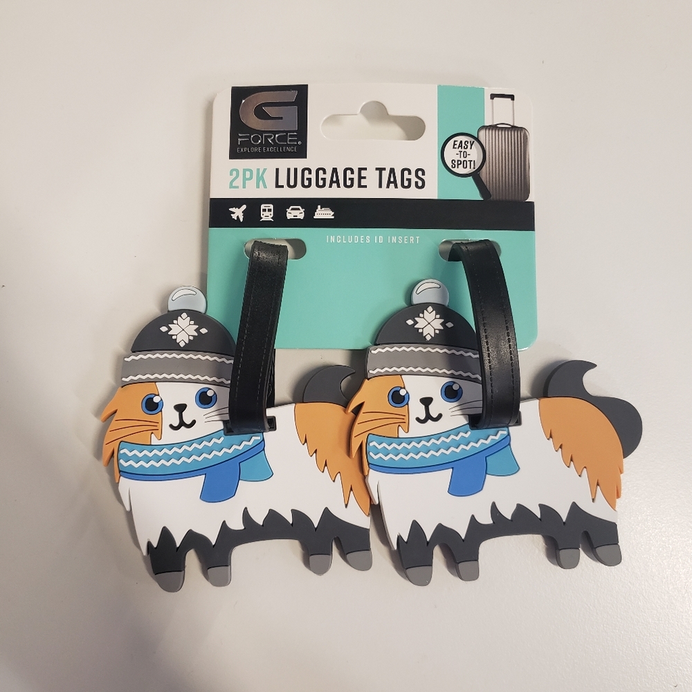 2pk Winter Cat Luggage Tags